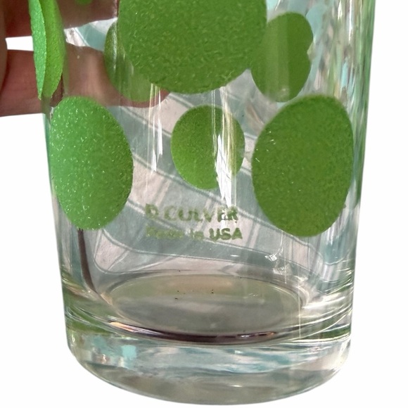 Set of 4 Textured Polka Dot Vintage Culver Glasses Two Green Two Blue EC MCM - Picture 2 of 3
